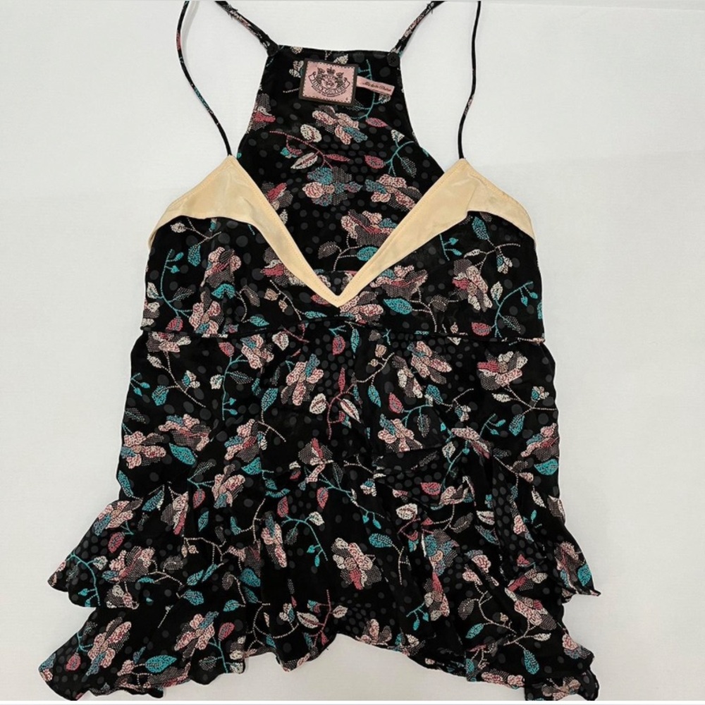 Vintage juicy couture size 2 silk ruffle blouse